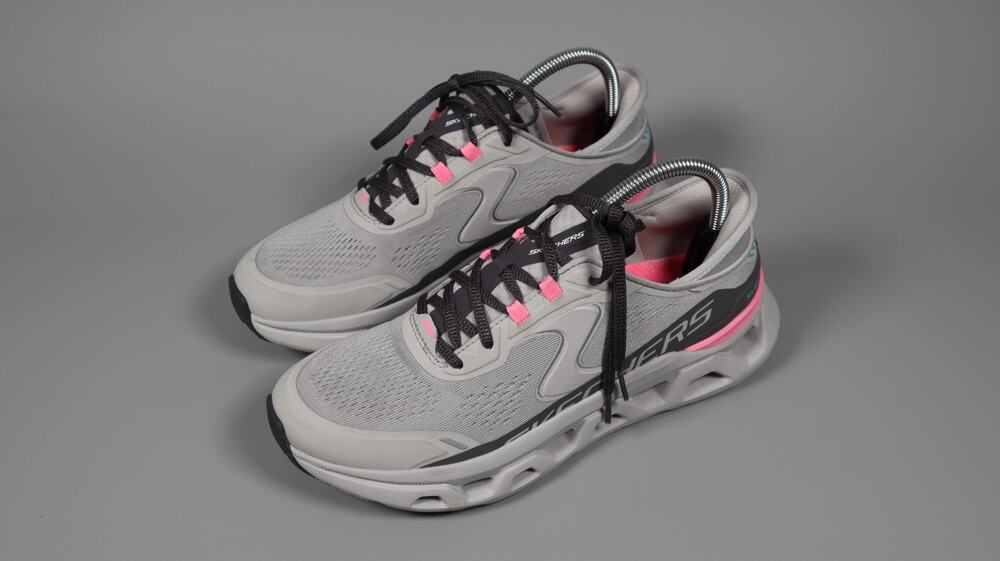 Skechers Glide-Step Altus Slip-Ins Gray Pink Walking Shoes Womens 8.5